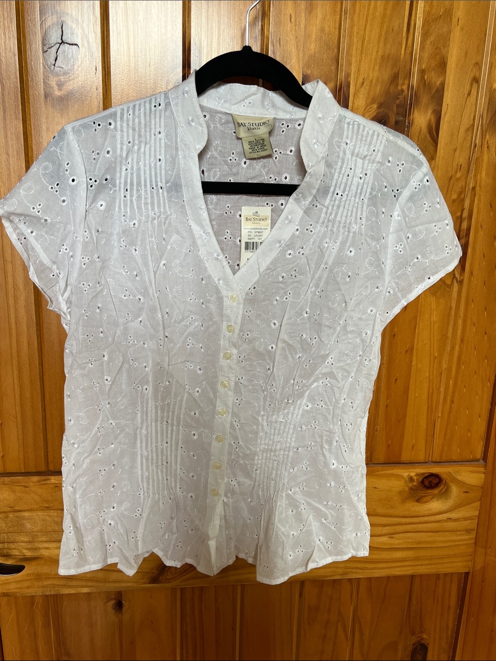 Bay Studio White Eyelet Button-Front Blouse